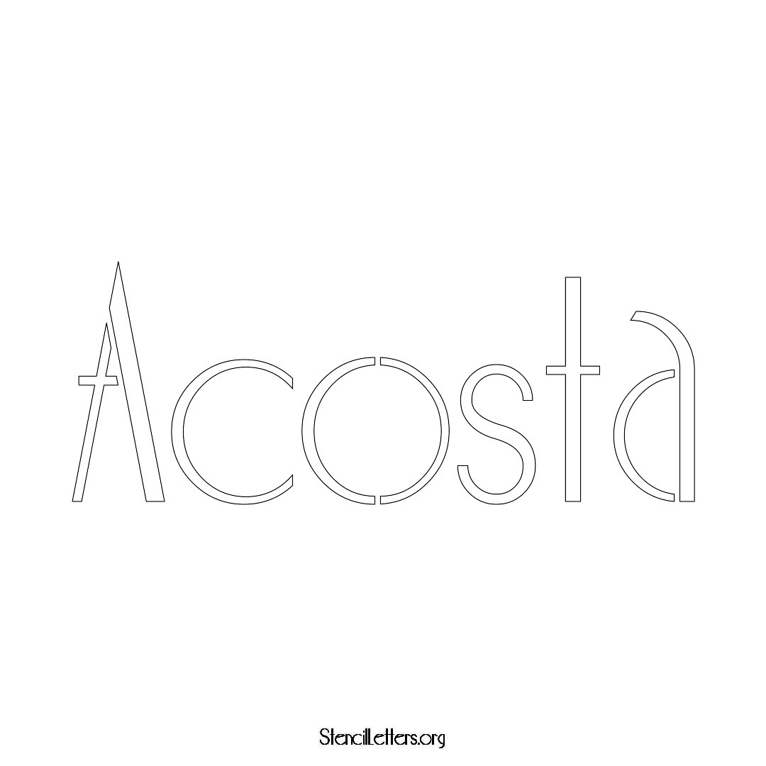 Acosta name stencil in Art Deco Lettering