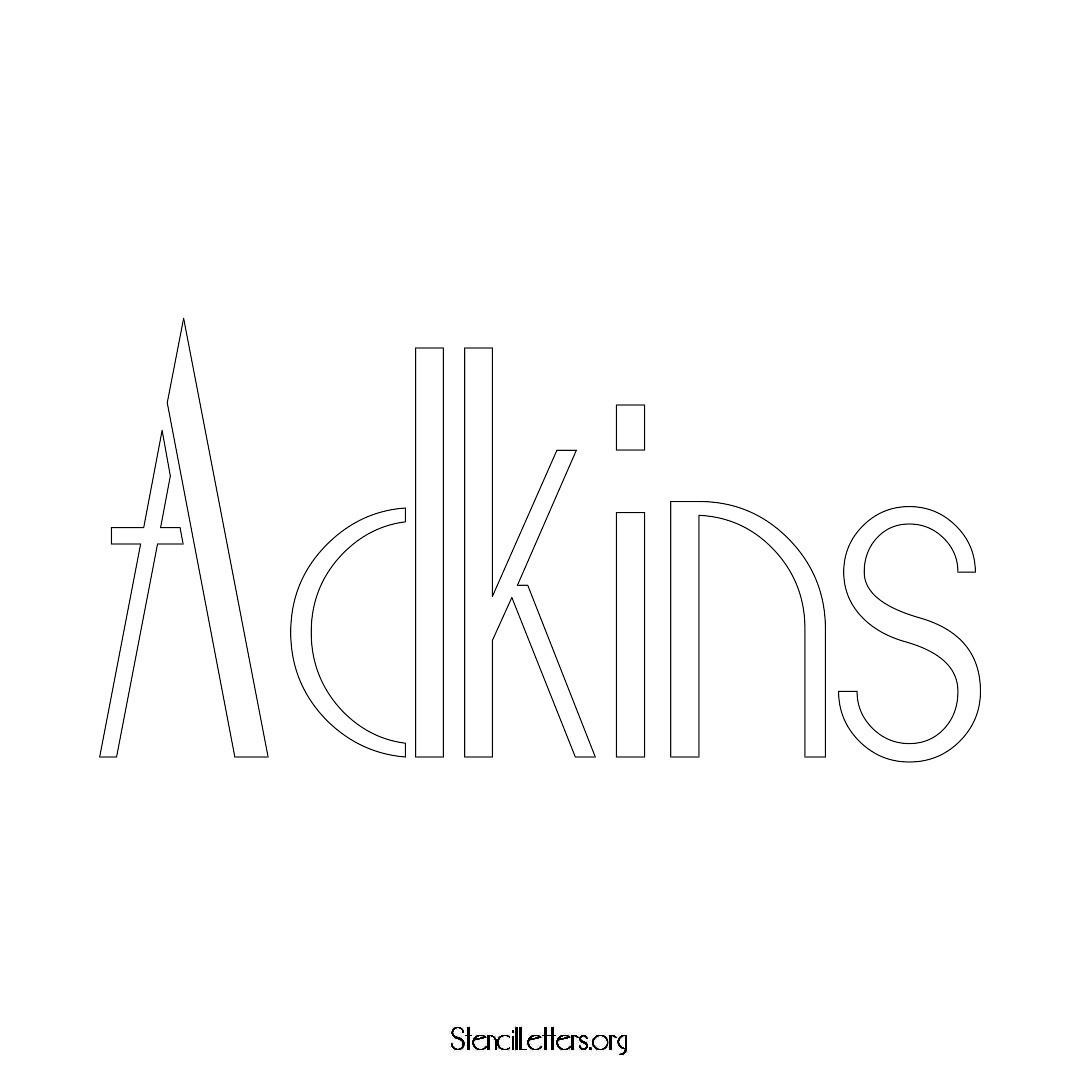 Adkins name stencil in Art Deco Lettering