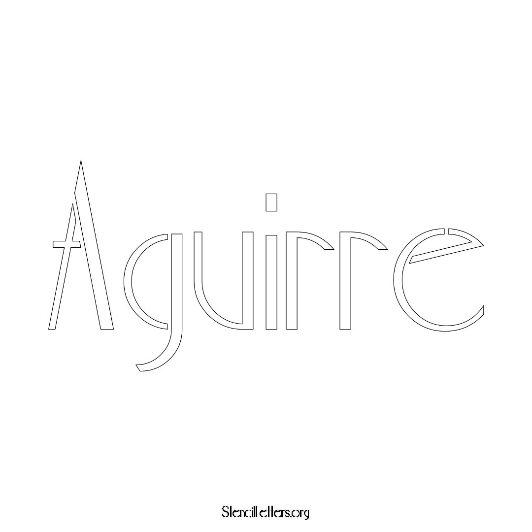 Aguirre name stencil in Art Deco Lettering