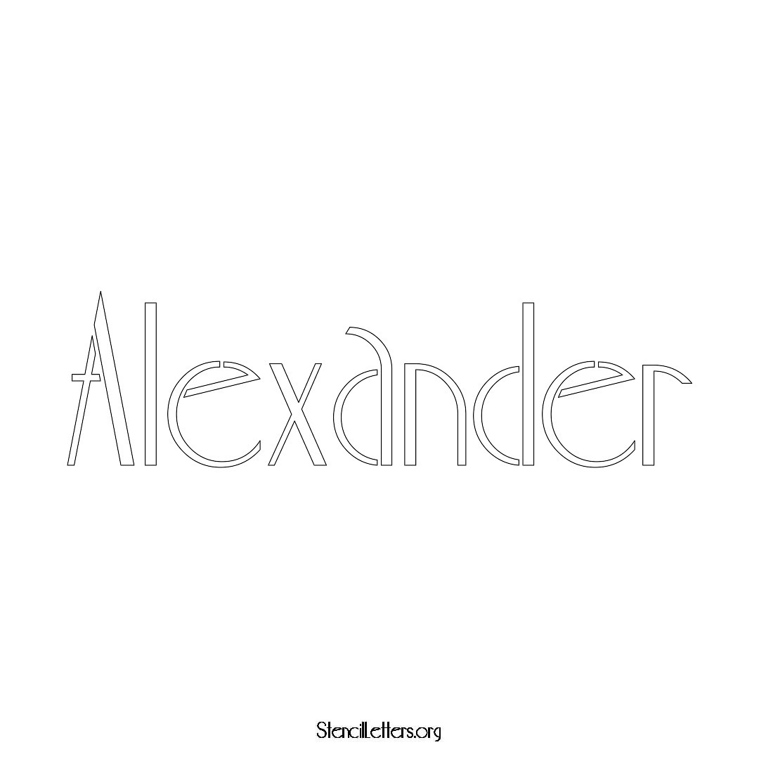 Alexander name stencil in Art Deco Lettering
