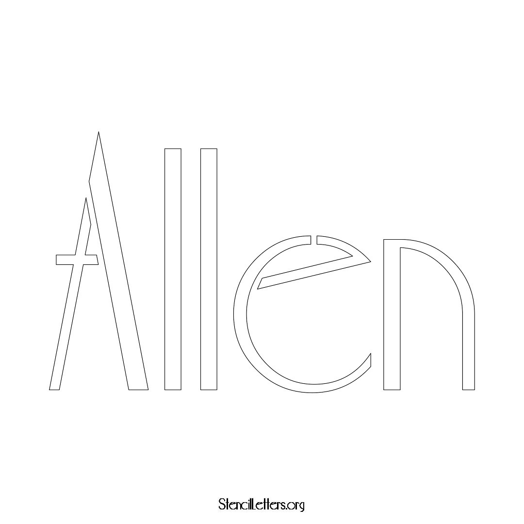 Allen name stencil in Art Deco Lettering