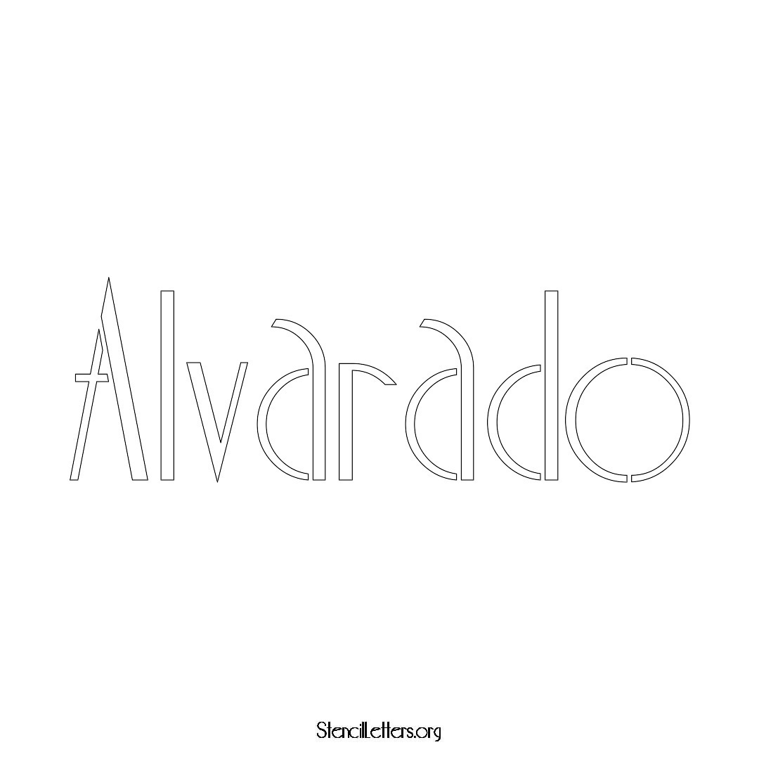 Alvarado name stencil in Art Deco Lettering