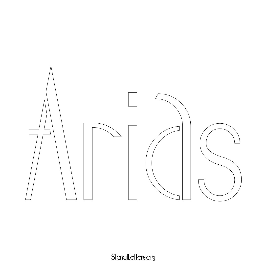 Arias name stencil in Art Deco Lettering