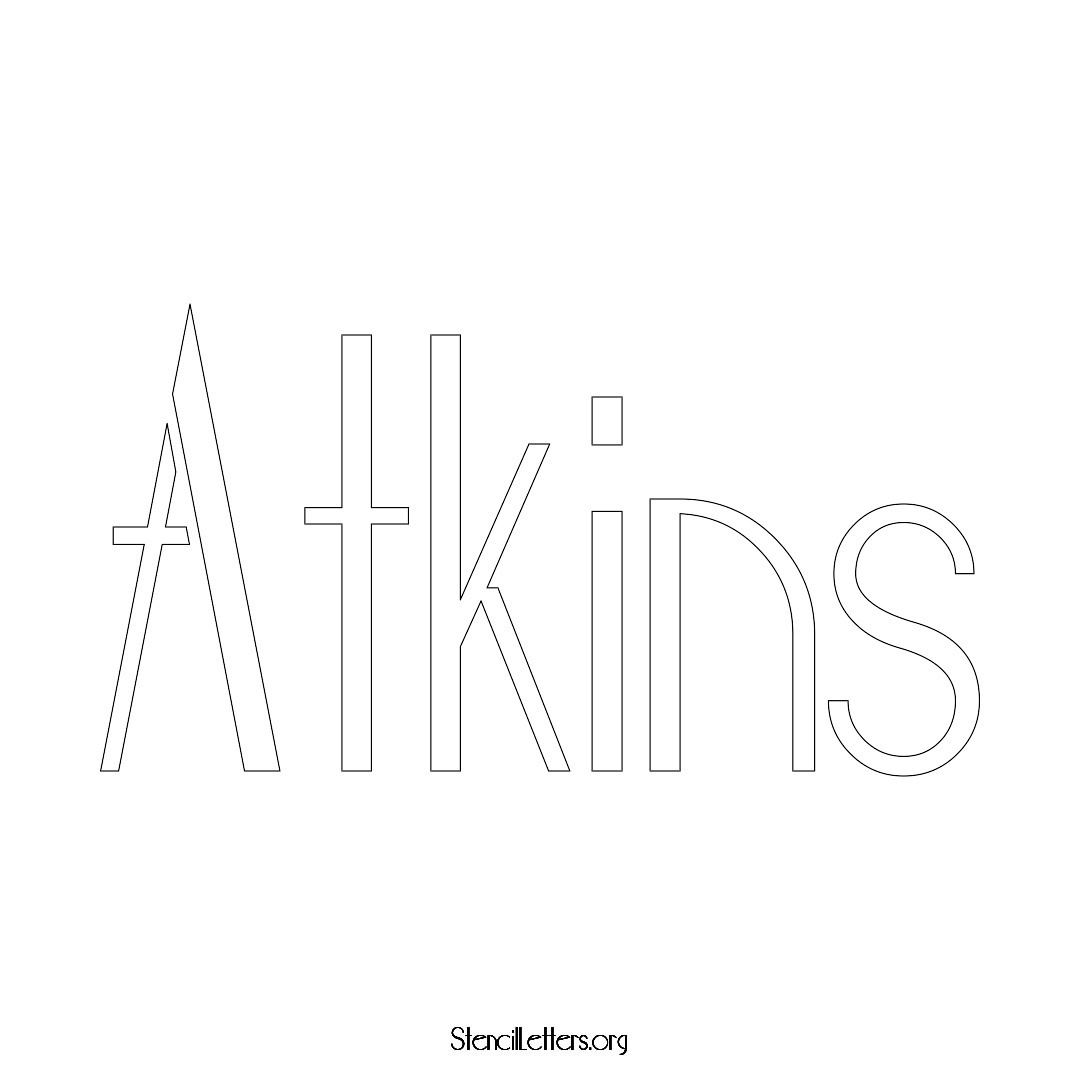 Atkins name stencil in Art Deco Lettering