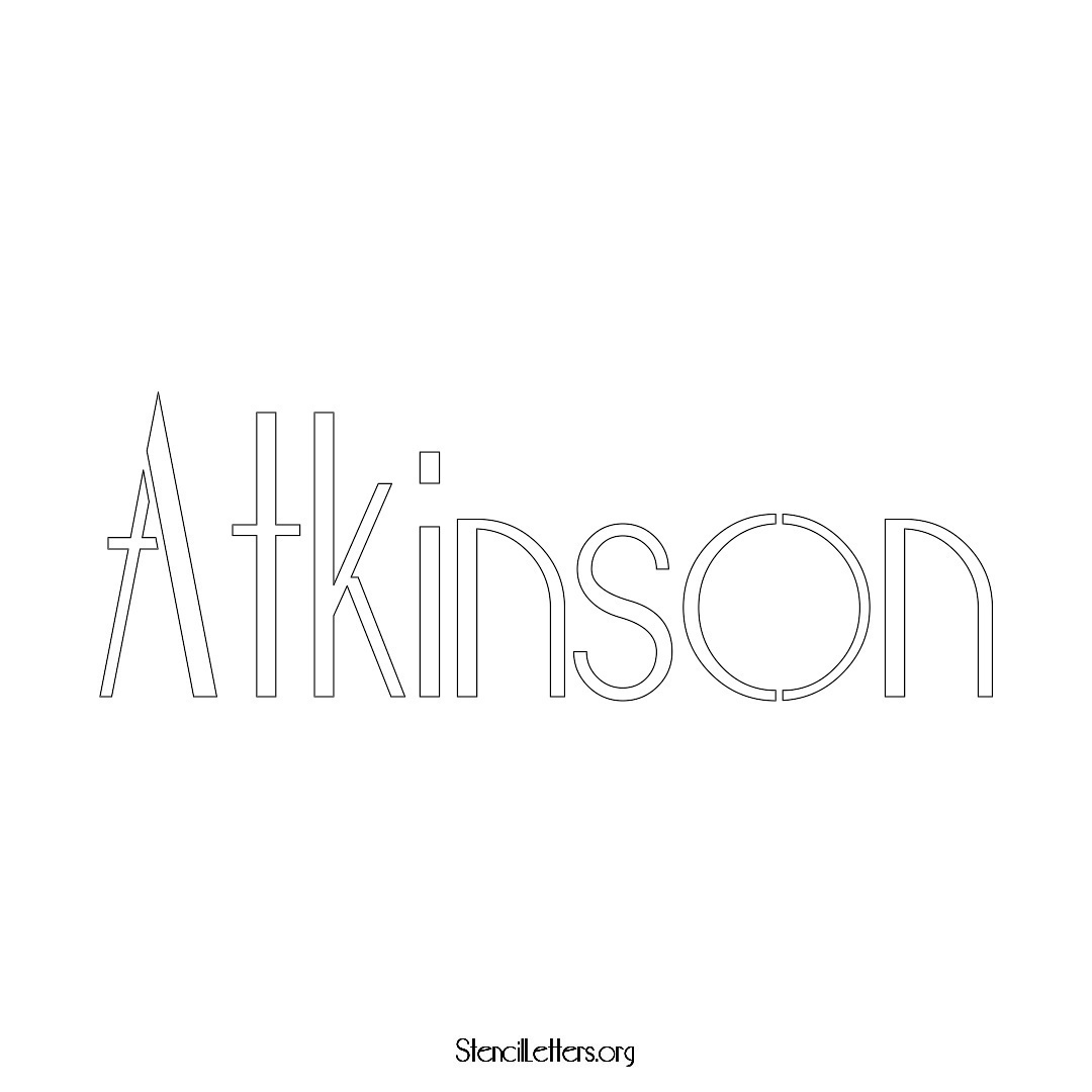 Atkinson name stencil in Art Deco Lettering
