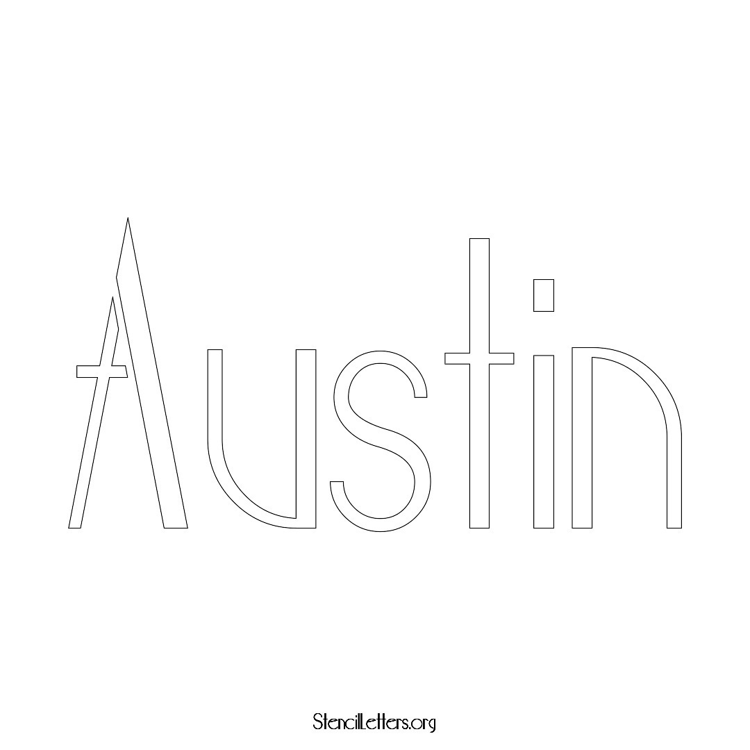 Austin name stencil in Art Deco Lettering