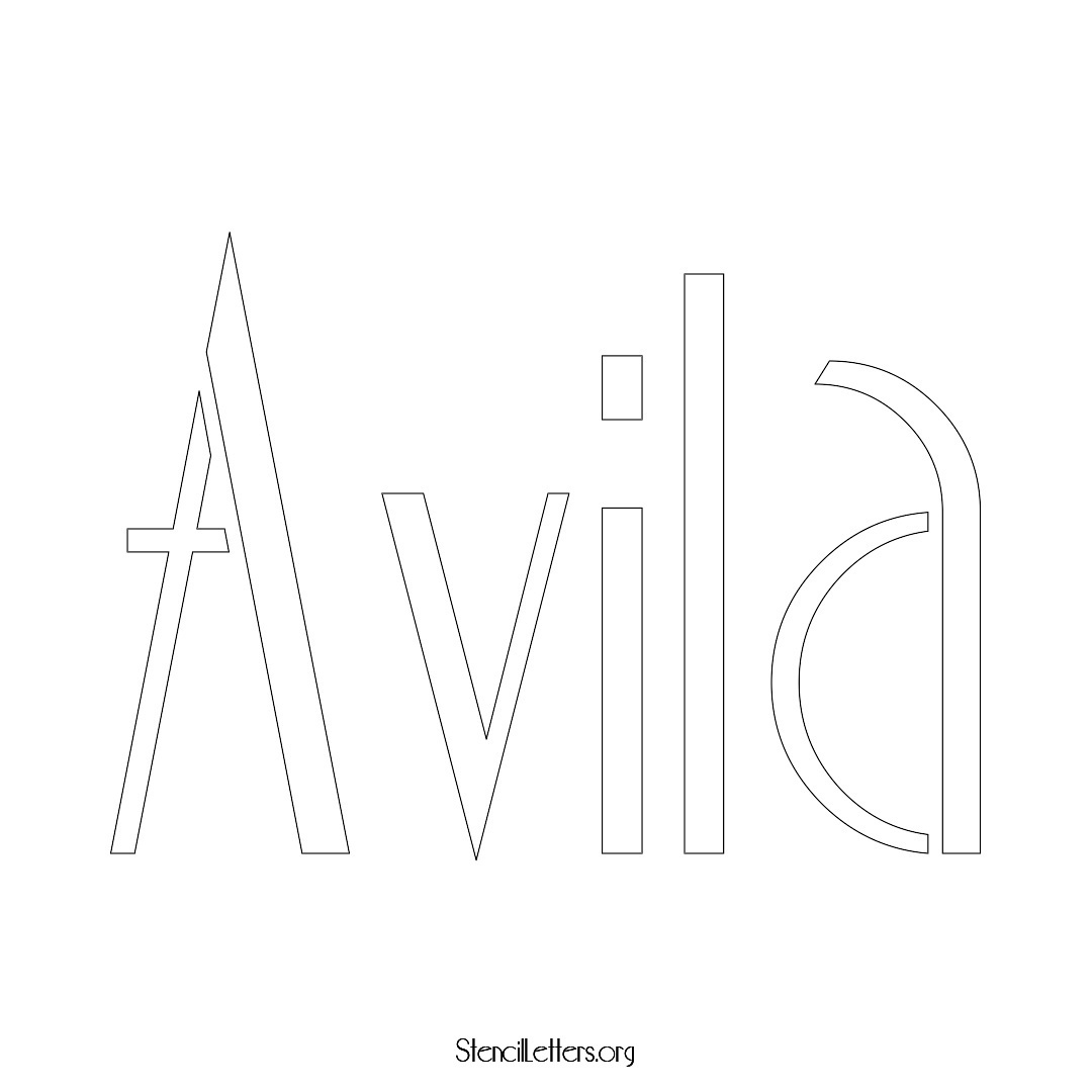 Avila name stencil in Art Deco Lettering