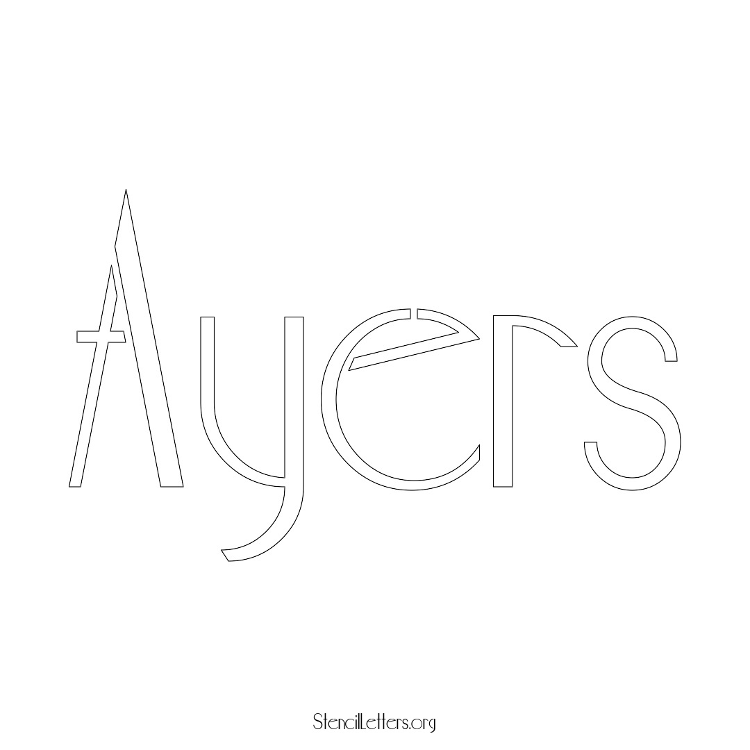 Ayers name stencil in Art Deco Lettering