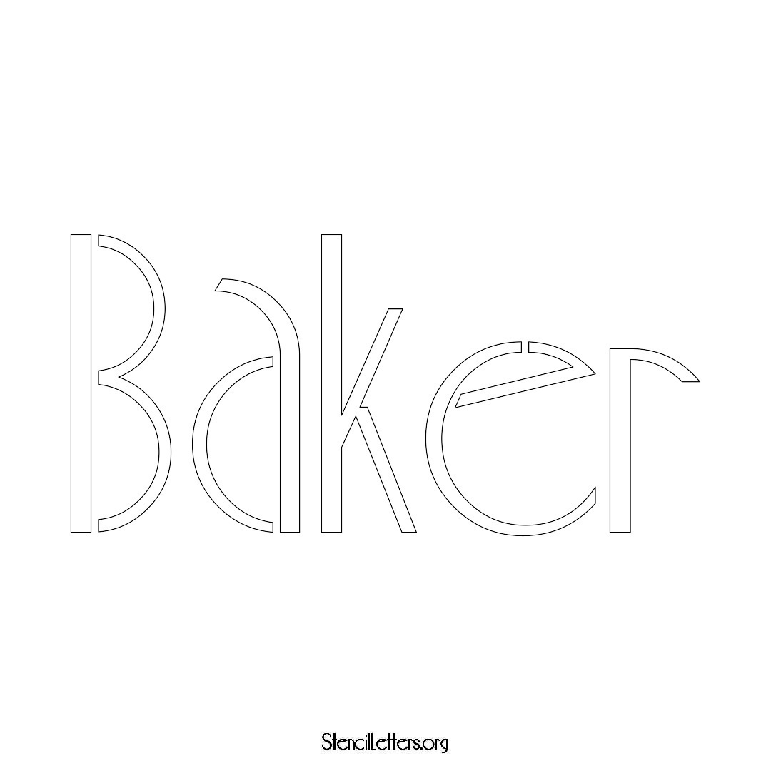 Baker name stencil in Art Deco Lettering