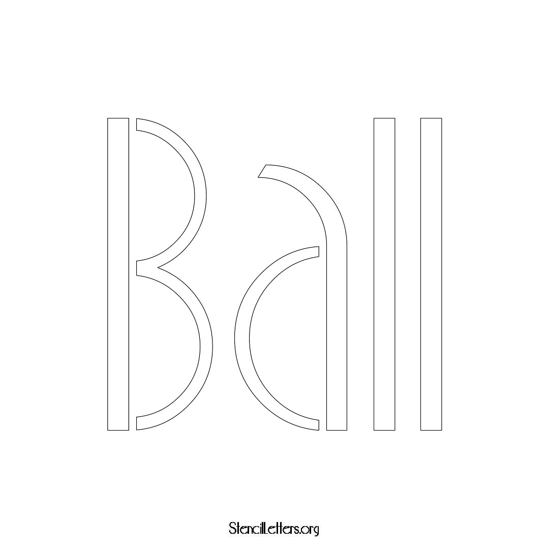 Ball name stencil in Art Deco Lettering