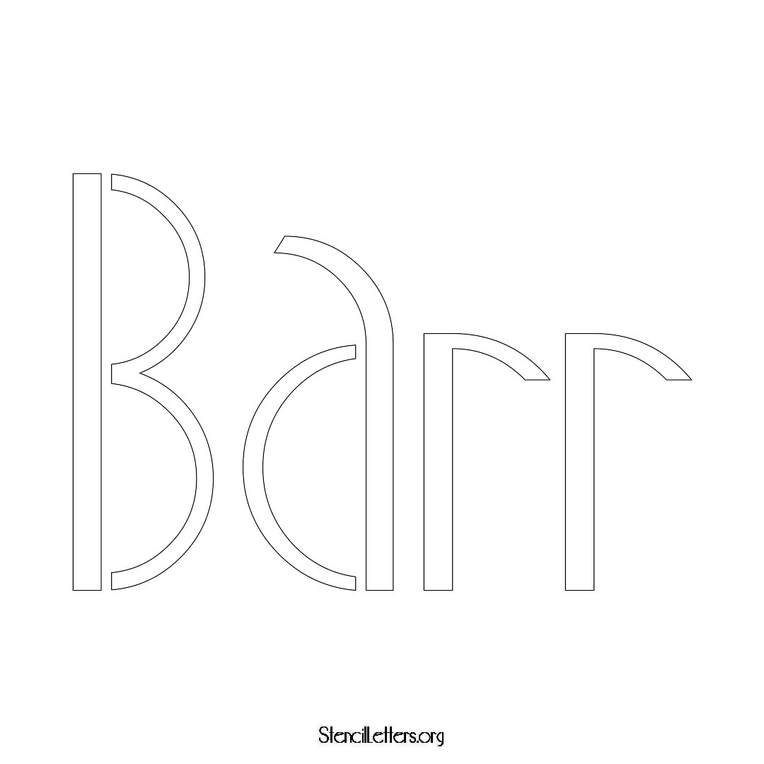 Barr name stencil in Art Deco Lettering