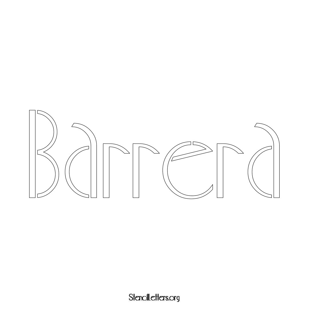 Barrera name stencil in Art Deco Lettering