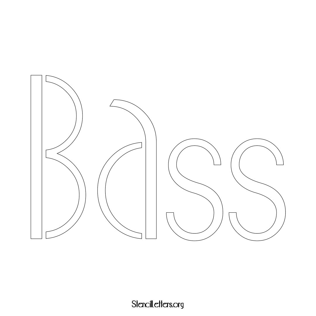 Bass name stencil in Art Deco Lettering