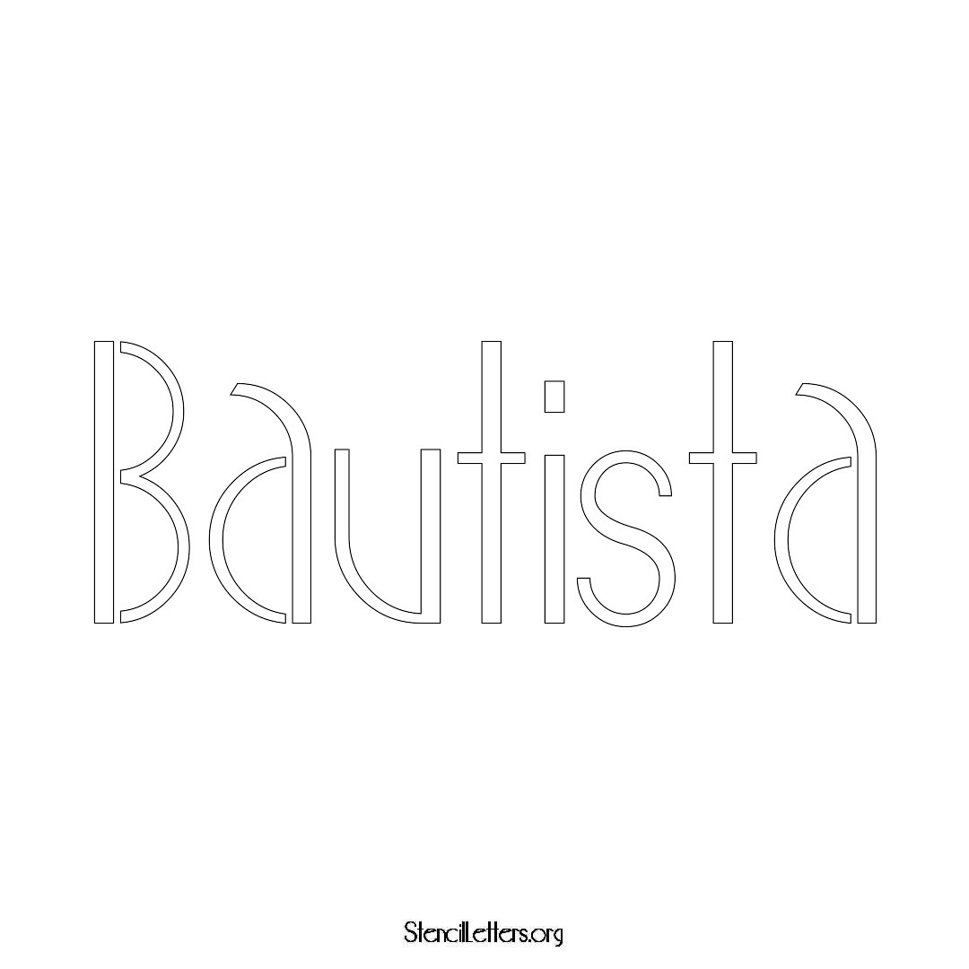 Bautista name stencil in Art Deco Lettering