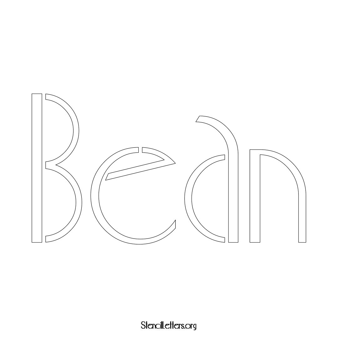 Bean name stencil in Art Deco Lettering