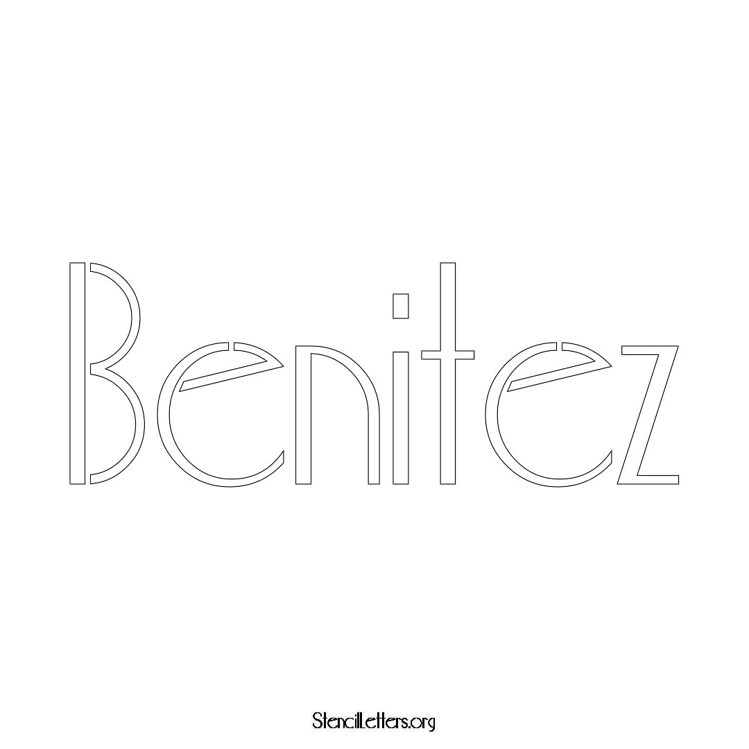 Benitez name stencil in Art Deco Lettering