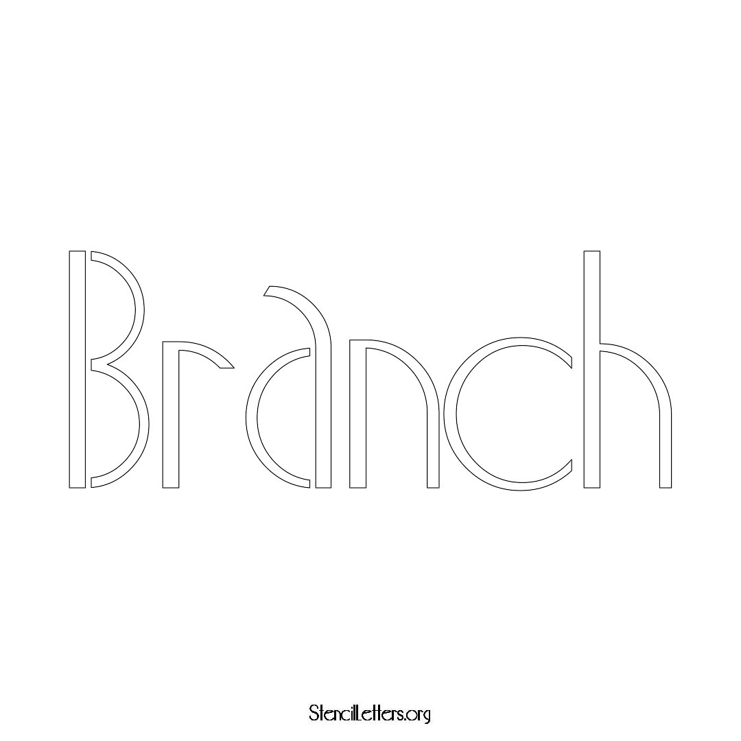 Branch name stencil in Art Deco Lettering