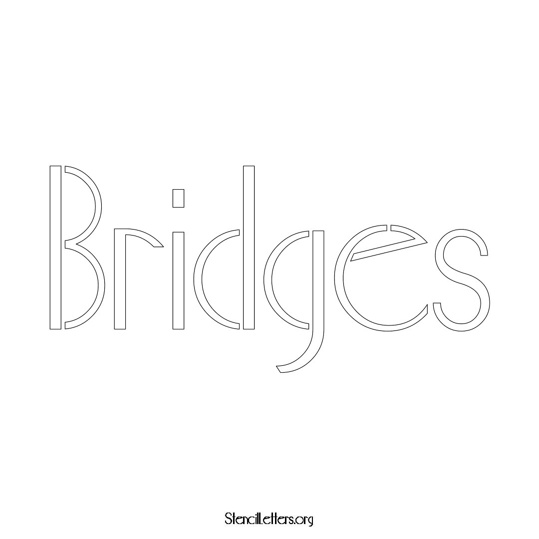 Bridges name stencil in Art Deco Lettering