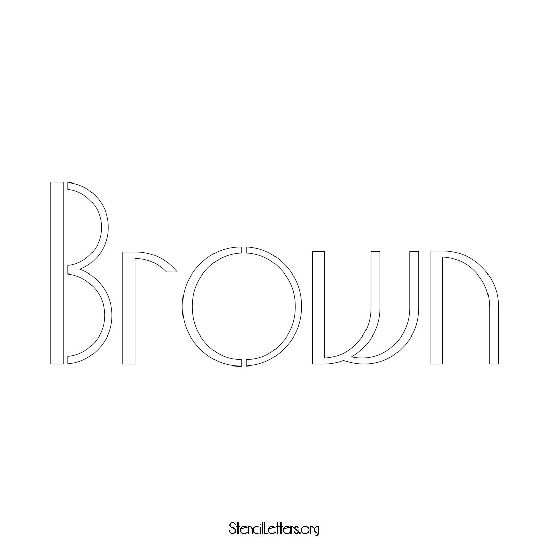 Brown name stencil in Art Deco Lettering