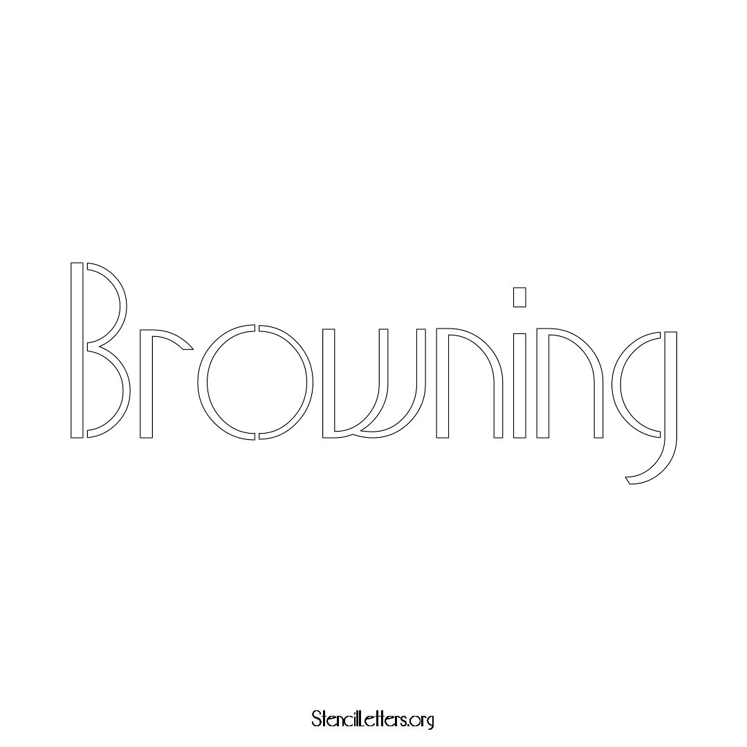 Browning name stencil in Art Deco Lettering