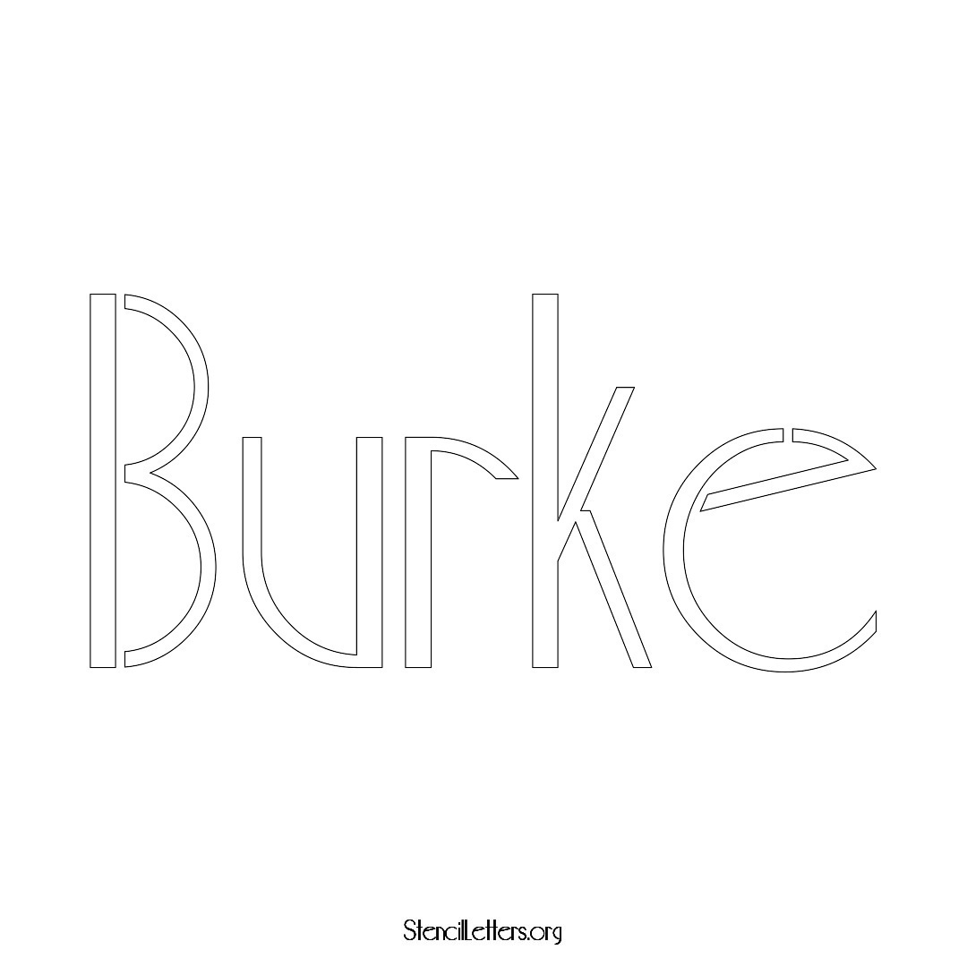 Burke name stencil in Art Deco Lettering