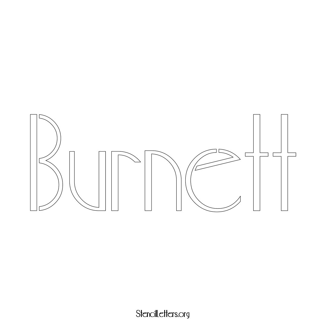 Burnett name stencil in Art Deco Lettering