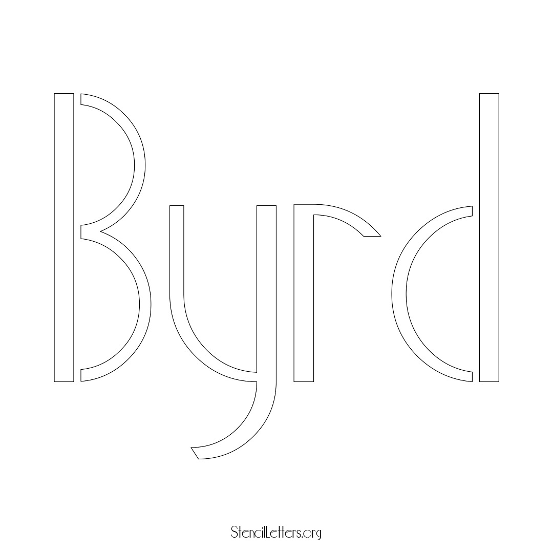 Byrd name stencil in Art Deco Lettering