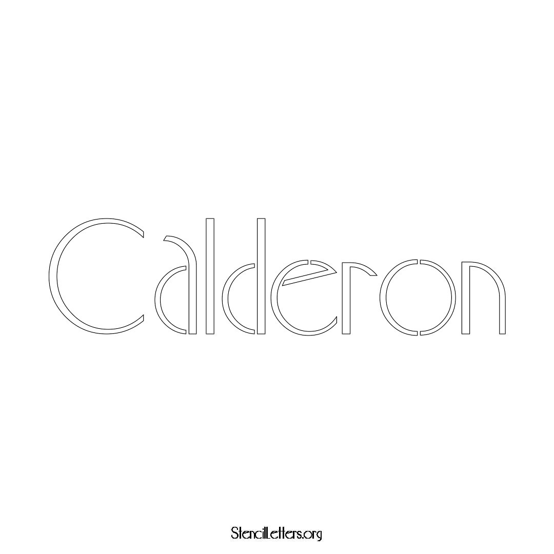 Calderon name stencil in Art Deco Lettering