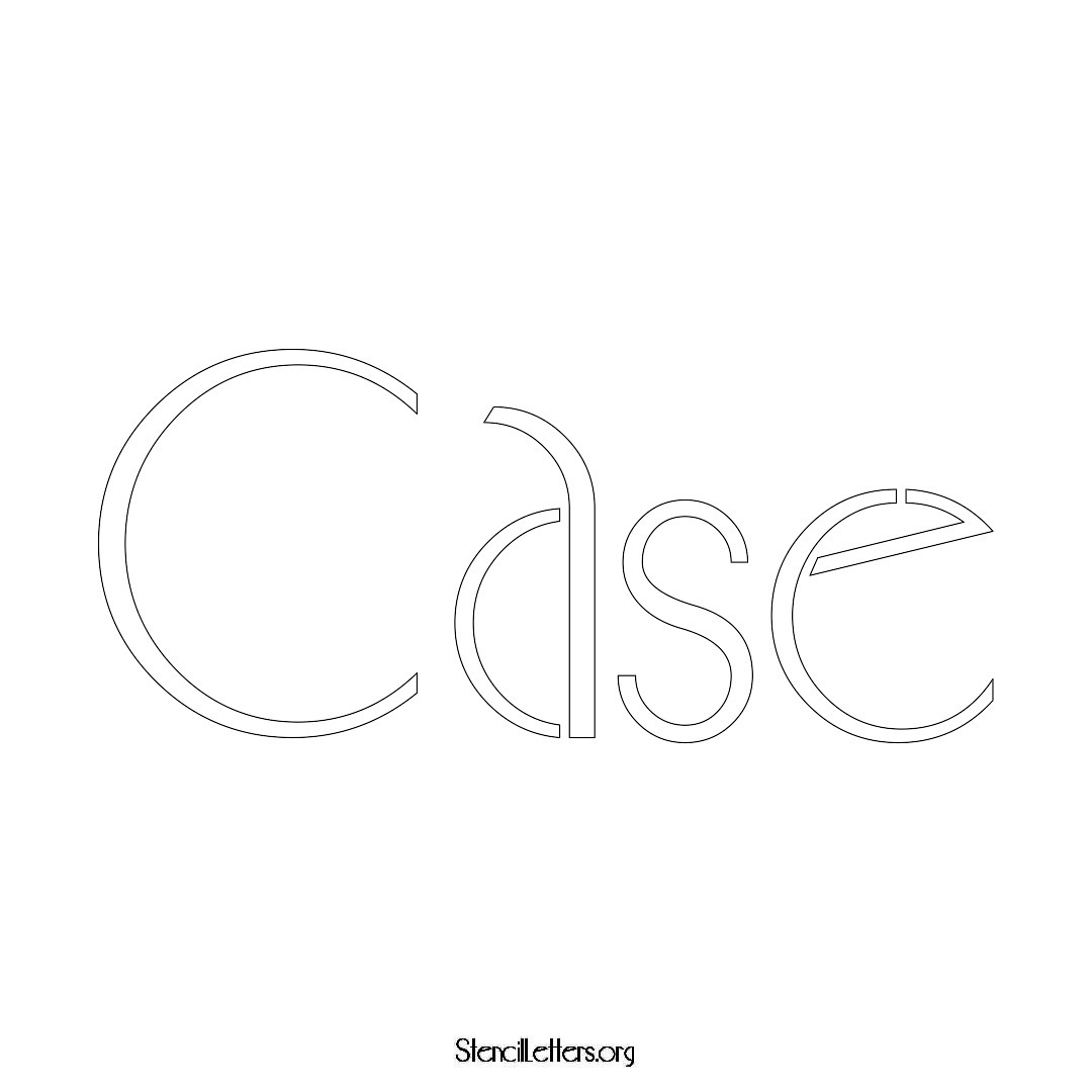 Case name stencil in Art Deco Lettering