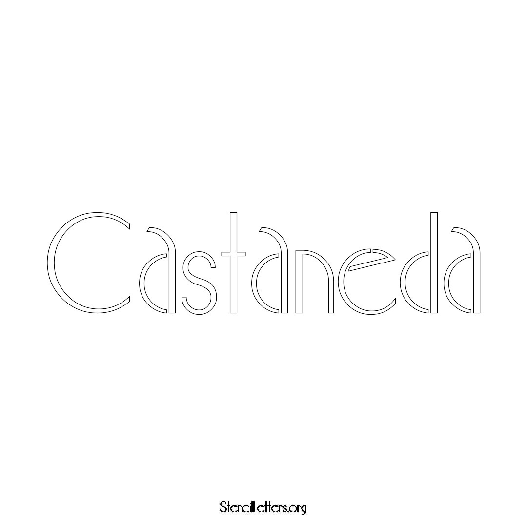 Castaneda name stencil in Art Deco Lettering