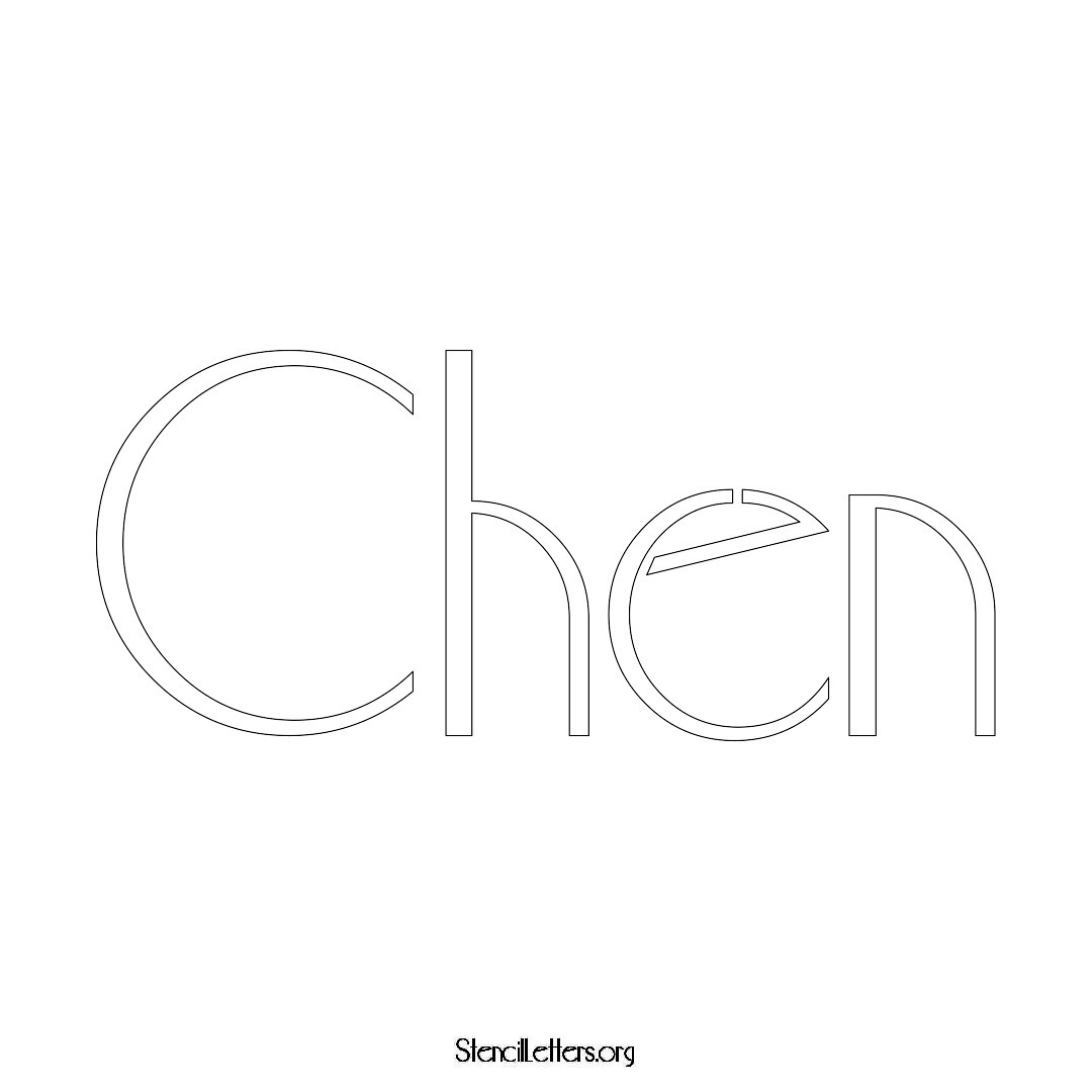 Chen name stencil in Art Deco Lettering