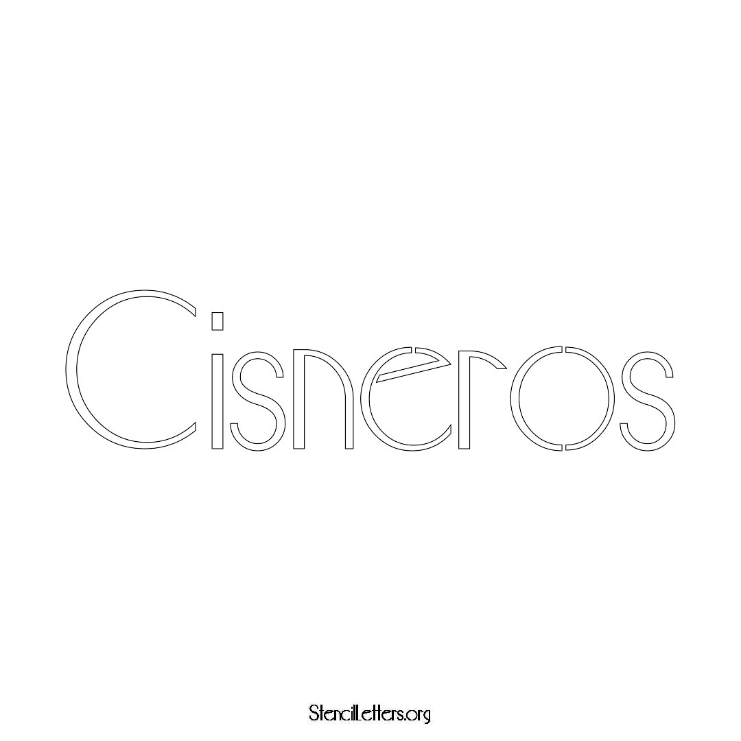 Cisneros name stencil in Art Deco Lettering