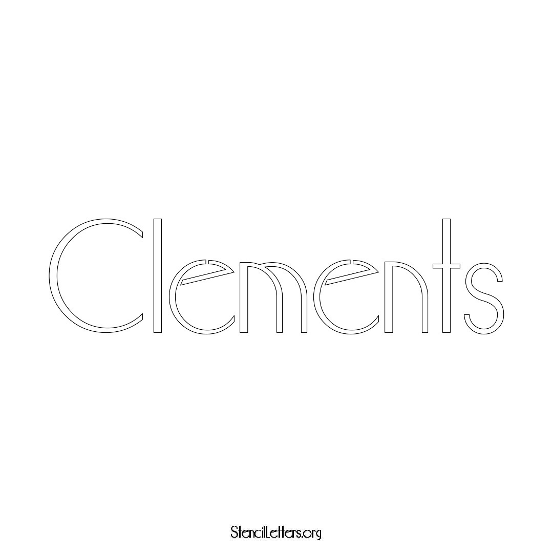 Clements name stencil in Art Deco Lettering