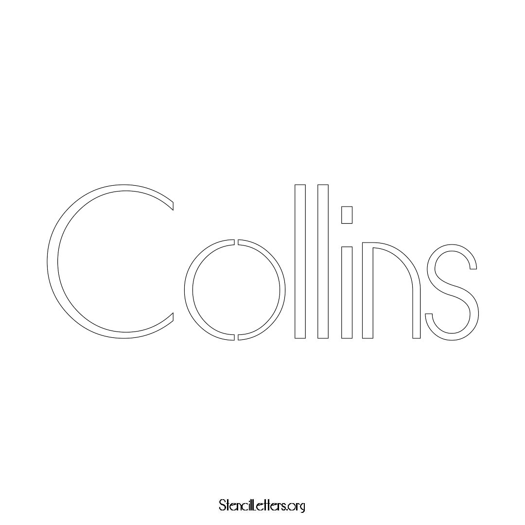 Collins name stencil in Art Deco Lettering