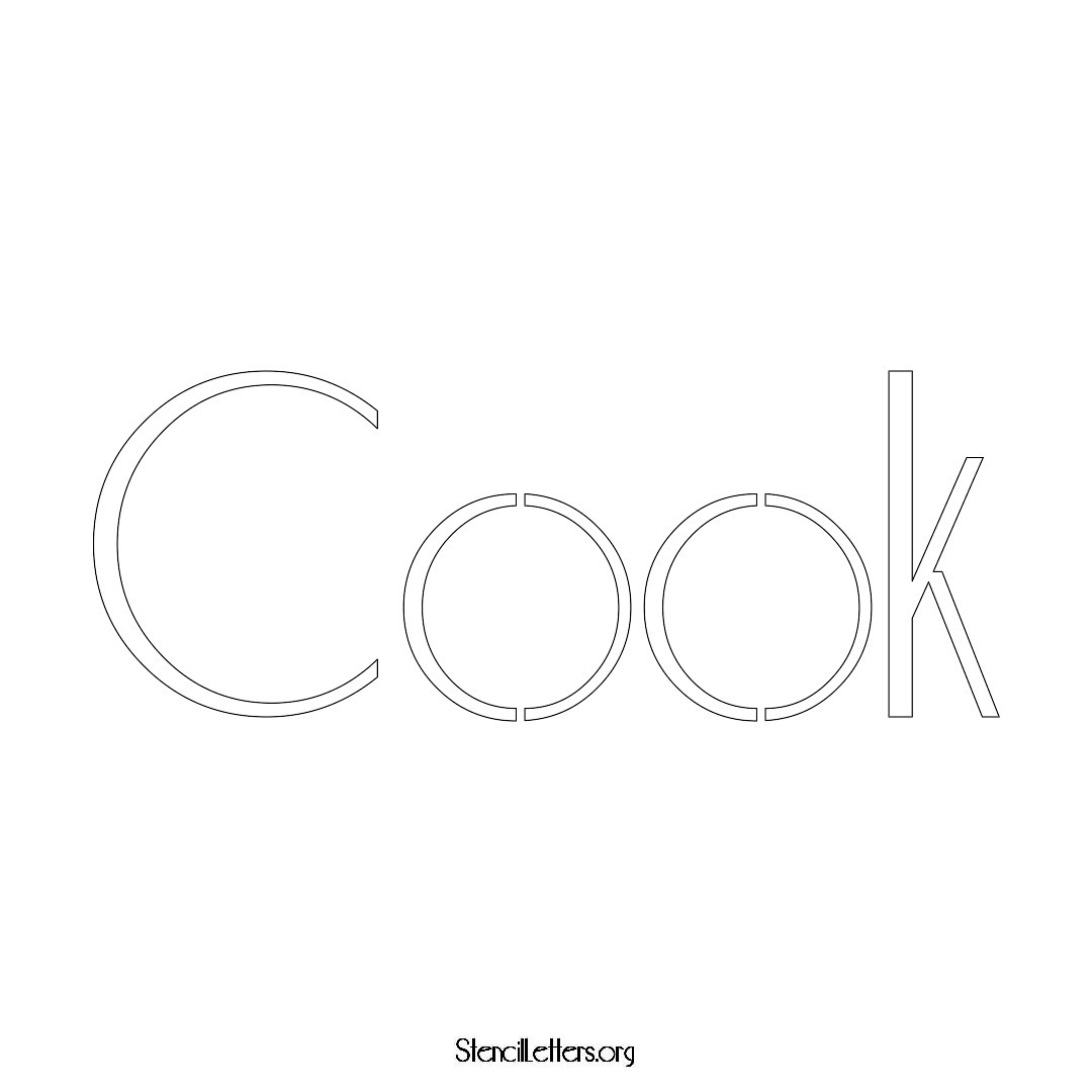 Cook name stencil in Art Deco Lettering