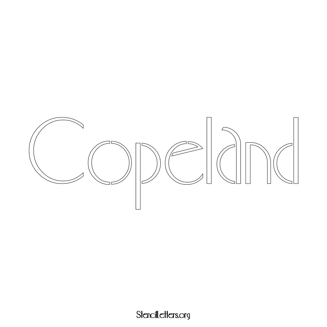 Copeland name stencil in Art Deco Lettering