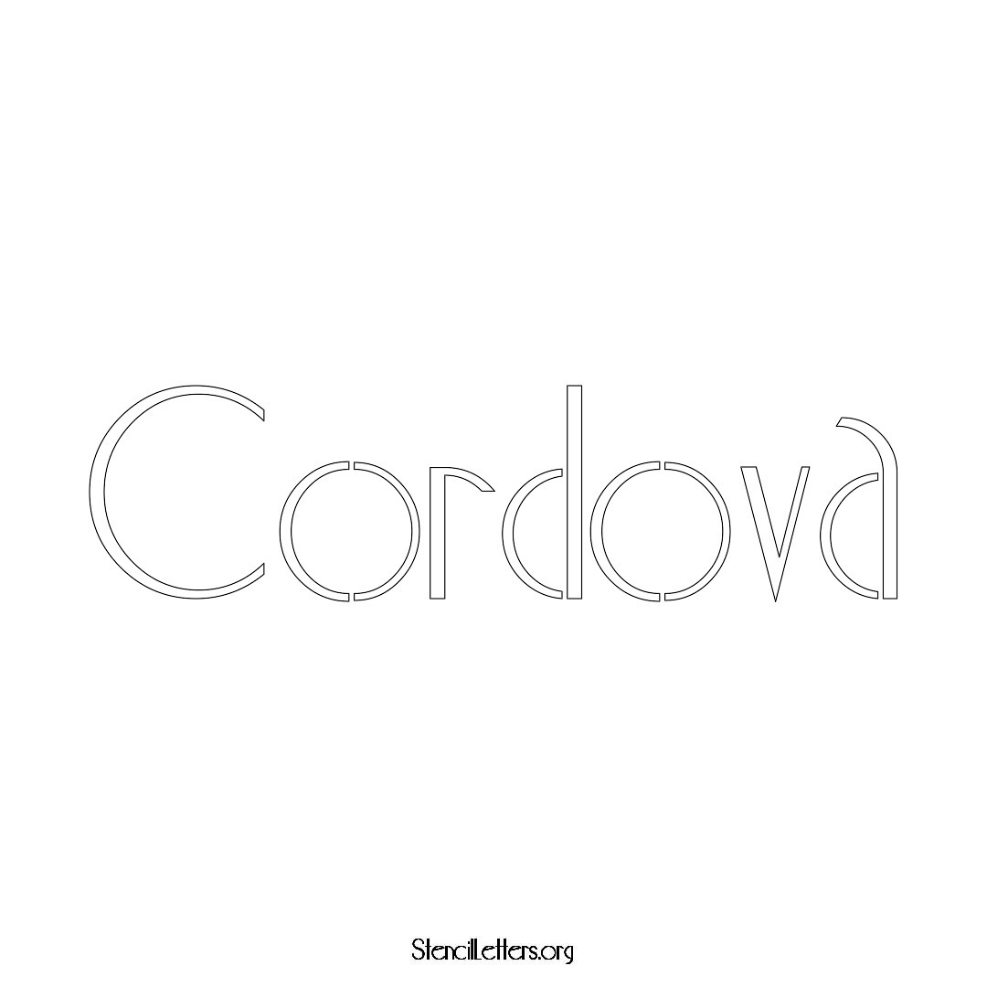 Cordova name stencil in Art Deco Lettering