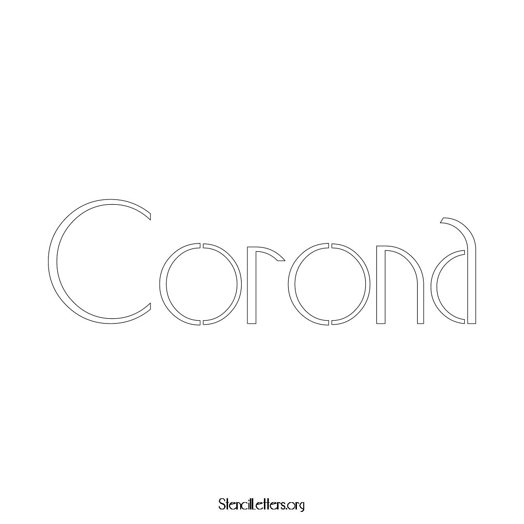 Corona name stencil in Art Deco Lettering