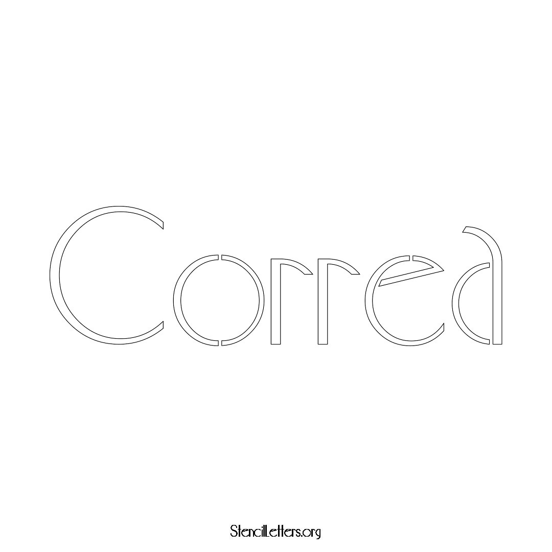 Correa name stencil in Art Deco Lettering