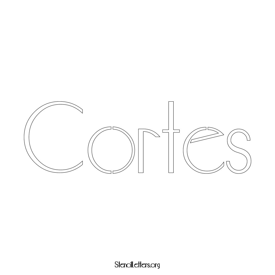 Cortes name stencil in Art Deco Lettering