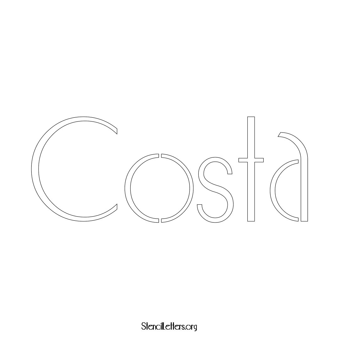 Costa name stencil in Art Deco Lettering