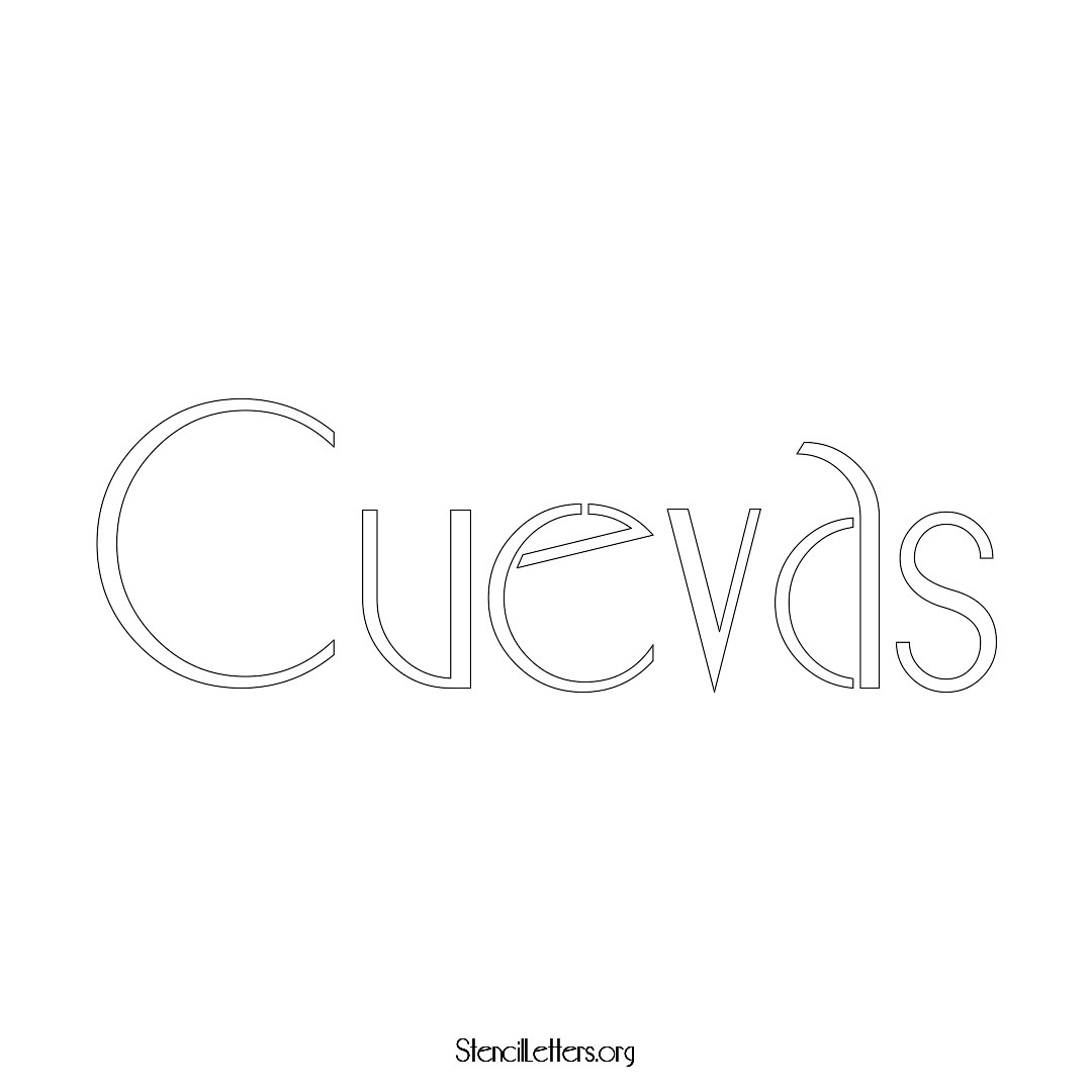 Cuevas name stencil in Art Deco Lettering