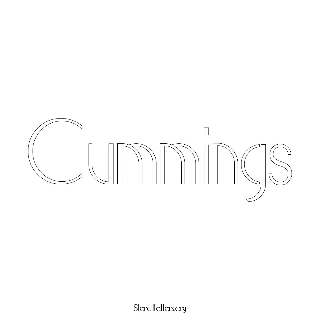Cummings name stencil in Art Deco Lettering