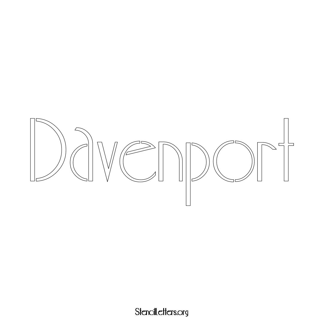 Davenport name stencil in Art Deco Lettering