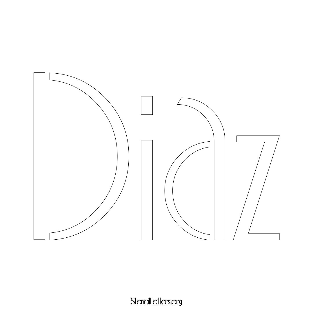 Diaz name stencil in Art Deco Lettering