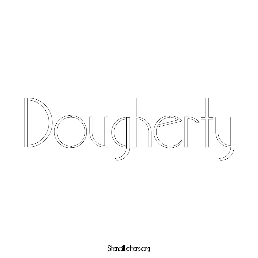 Dougherty name stencil in Art Deco Lettering