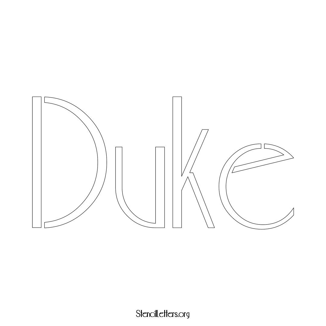 Duke name stencil in Art Deco Lettering