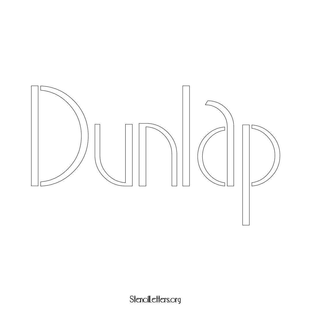 Dunlap name stencil in Art Deco Lettering
