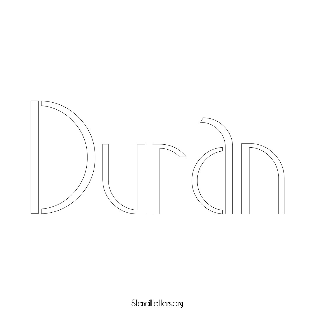 Duran name stencil in Art Deco Lettering