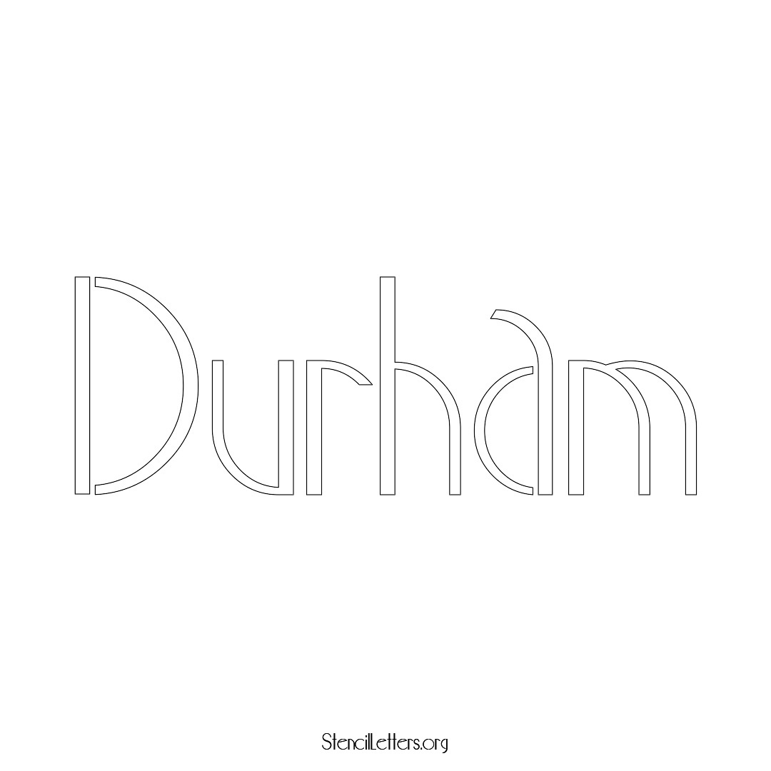 Durham name stencil in Art Deco Lettering